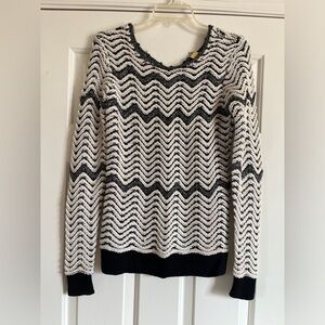 ETCETERA silver metallic chevron sweater S